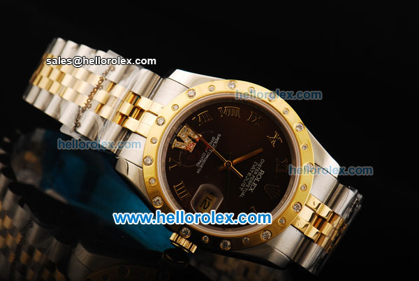 Rolex Datejust Oyster Perpetual Automatic Movement Steel Case with Brown Dial and Two Tone Strap - Click Image to Close
